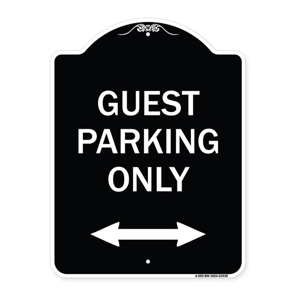 Signmission Guest Parking W/ Bidirectional Arrow Heavy-Gauge Aluminum Sign, 24" x 18", BW-1824-23930 A-DES-BW-1824-23930 - main